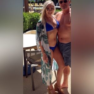 Do Everything in Love Leaf Print Swim Coverup - Green and White